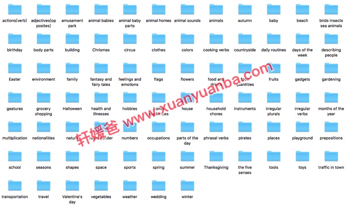 《79个主题200+张单词随身卡》非常全的英语启蒙学单词必备 百度云网盘下载