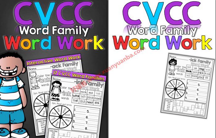 《CVC Word Family Word work》自然拼读英文练习册PDF 7套 百度云网盘下载