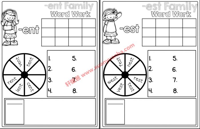 《CVC Word Family Word work》自然拼读英文练习册PDF 7套 百度云网盘下载