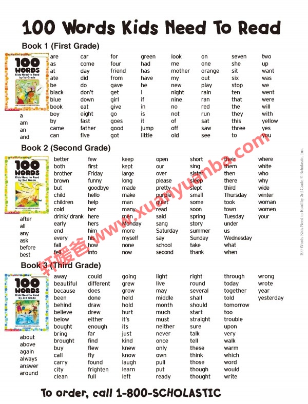 《100 Words Kids Need to Read》1-3册 高频词专项练习册 英语阅读100个必备单词 百度云网盘下载