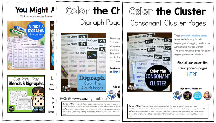 【英语】《Color the Chunk》字母涂色游戏练习册 20套 高清PDF 百度云网盘下载