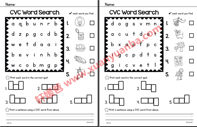 《四套Word Search高频词CVC作业纸》陪孩子玩转自然拼读 百度云网盘下载