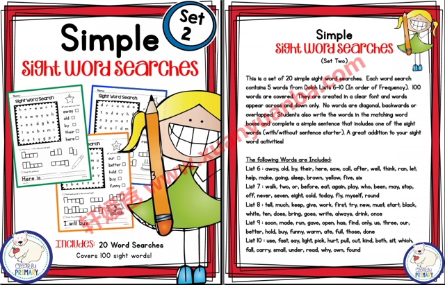 《四套Word Search高频词CVC作业纸》陪孩子玩转自然拼读 百度云网盘下载