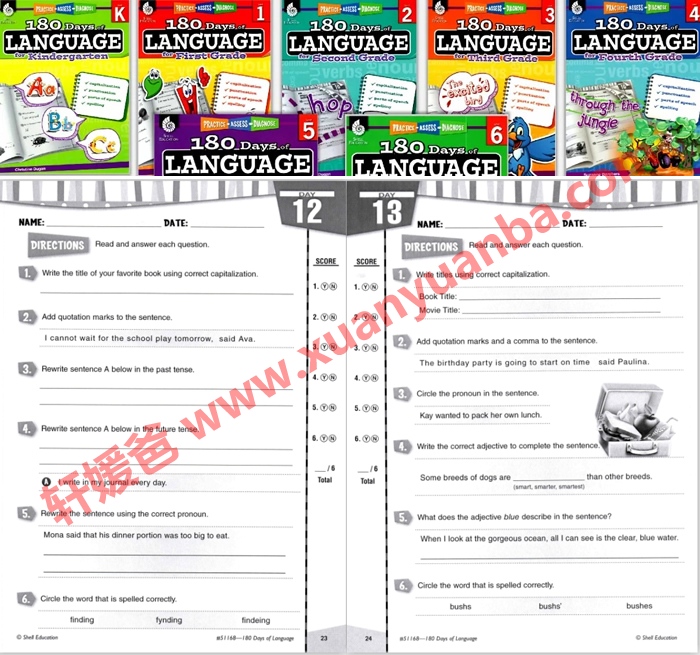 《180Days of 系列全套练习册》阅读语法写作数学高频词35册 英文高清原版PDF 百度云网盘下载