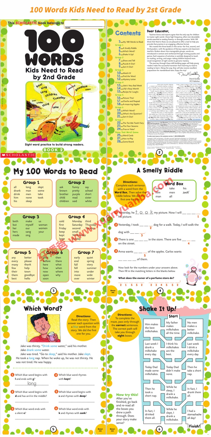 《100 Words Kids Need to Read》1-3册 高频词专项练习册 英语阅读100个必备单词 百度云网盘下载