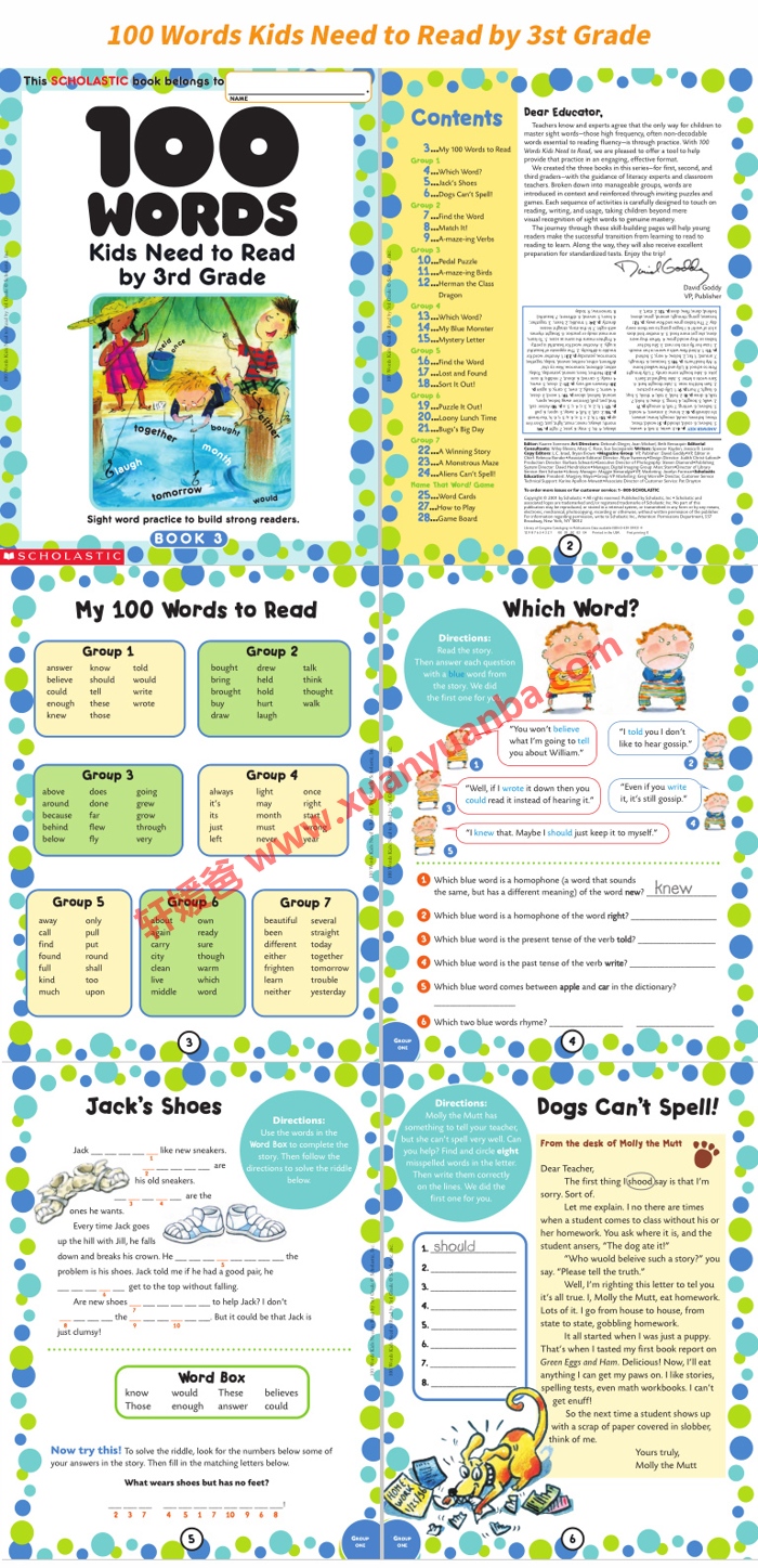 《100 Words Kids Need to Read》1-3册 高频词专项练习册 英语阅读100个必备单词 百度云网盘下载