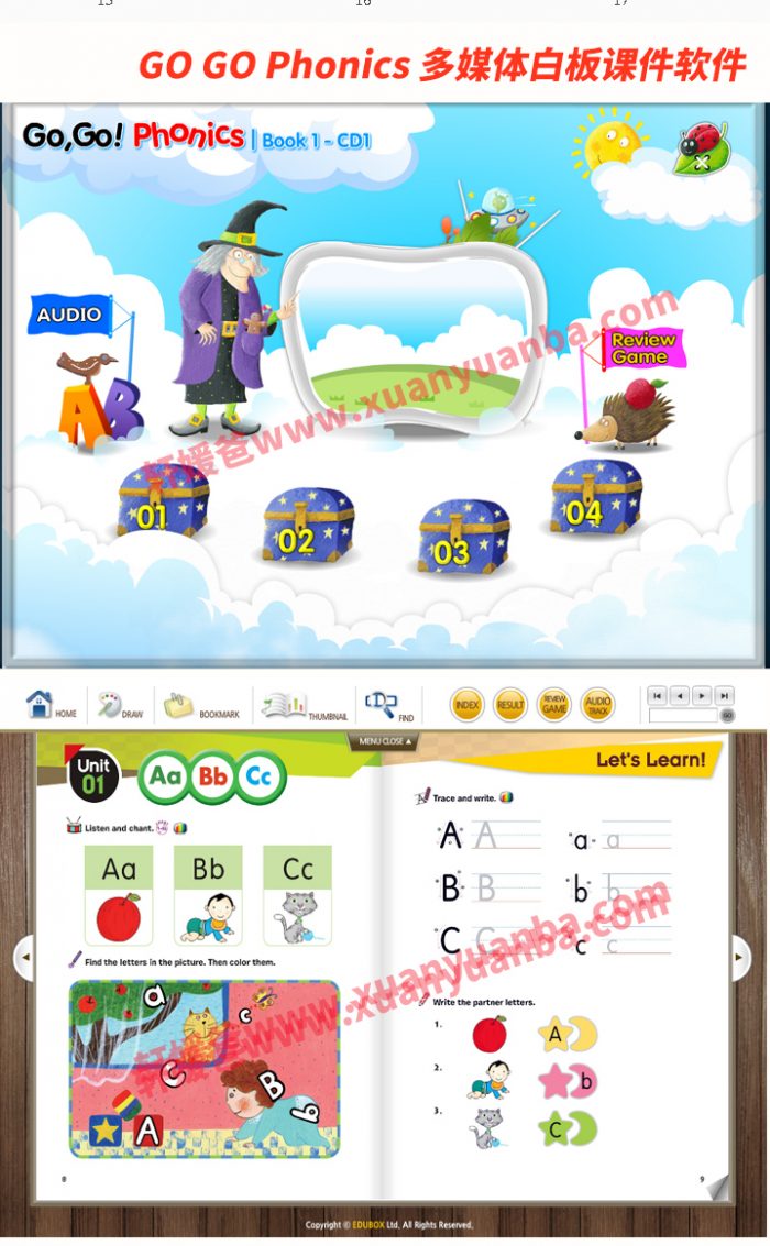 《GO GO Phonics》自然拼读教材资源包 含精美多媒体互动学习软件 百度云网盘下载