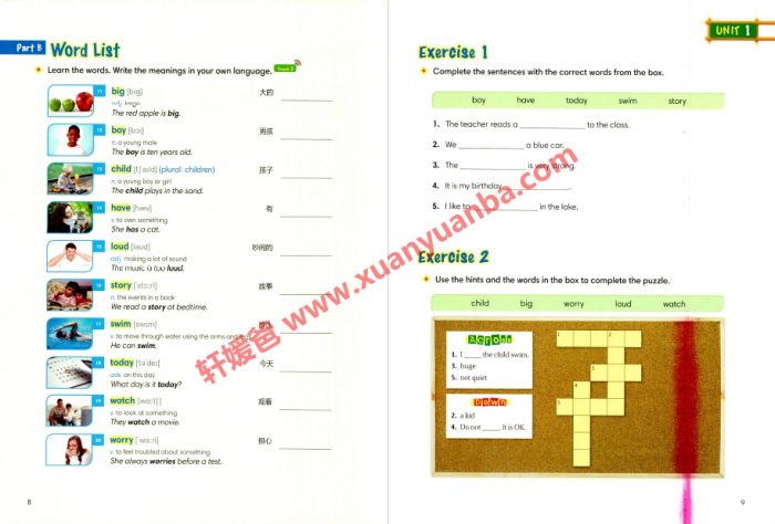 《1000 Basic English Words》少儿基础英语全四册单词阅读写作练习册 百度云网盘下载