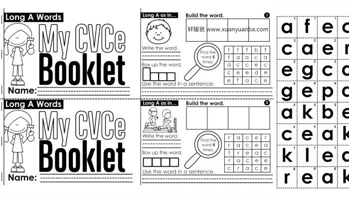 《My CVCe Booklet》最新TPT自然拼读英语启蒙4套练习册 PDF 百度云网盘下载