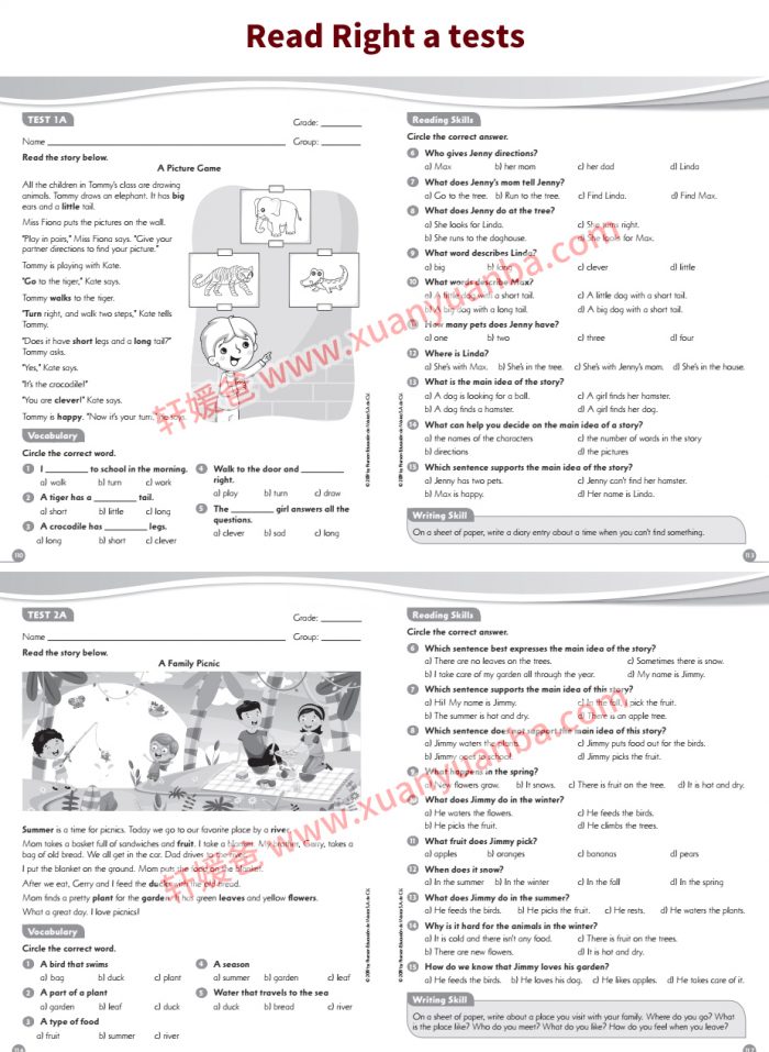 《read right tests 全四册》阅读理解分级作业纸英文练习册 PDF 百度云网盘下载
