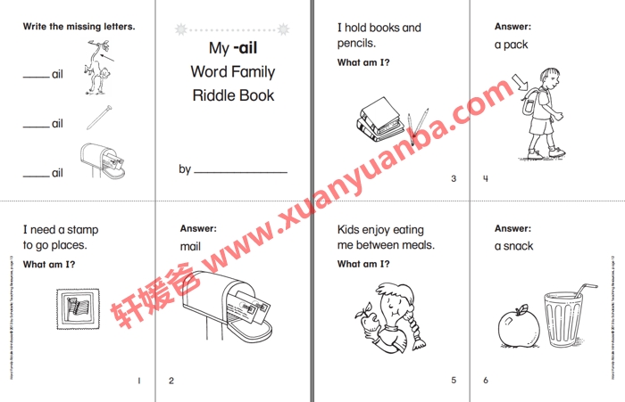 《Word Family Riddle Mini-Books》学乐单词迷你书 81P 高清可打印 百度云网盘下载