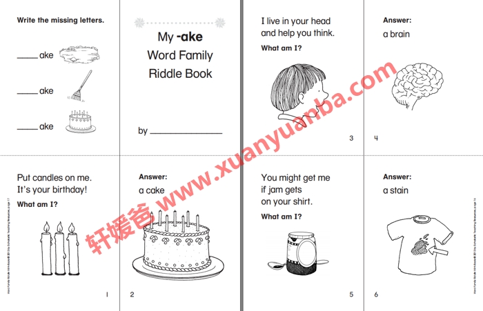 《Word Family Riddle Mini-Books》学乐单词迷你书 81P 高清可打印 百度云网盘下载