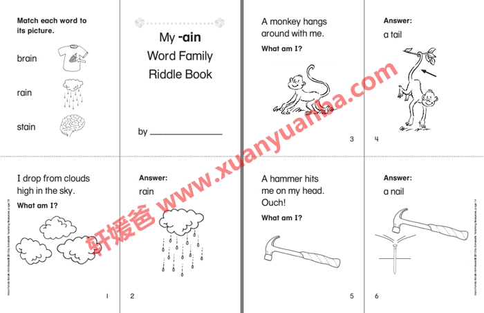 《Word Family Riddle Mini-Books》学乐单词迷你书 81P 高清可打印 百度云网盘下载