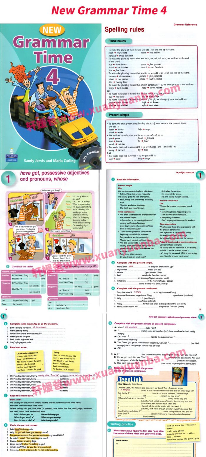 《新版朗文New Grammar Time全1-5级》6-12岁小学英语语法PDF 百度云网盘下载