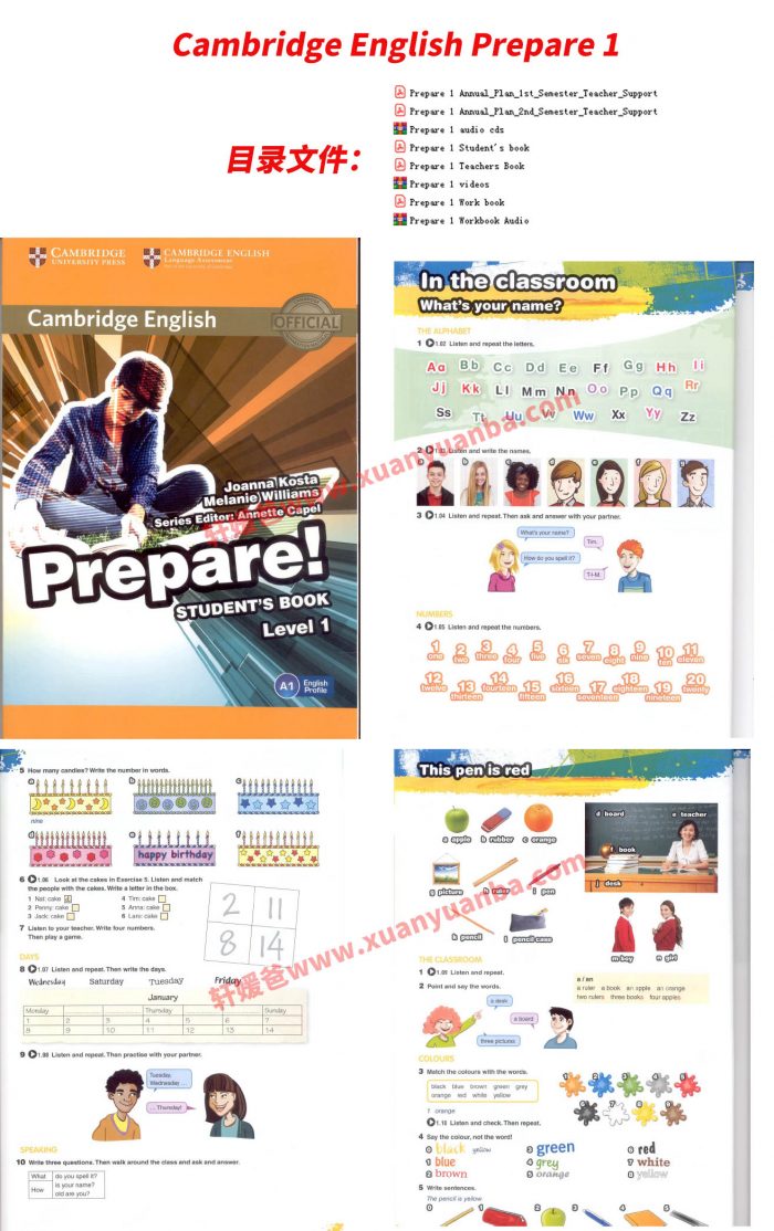《Cambridge English Prepare 1-7》剑桥原版英语教材教材教师用书练习册音频视频 百度云网盘下载