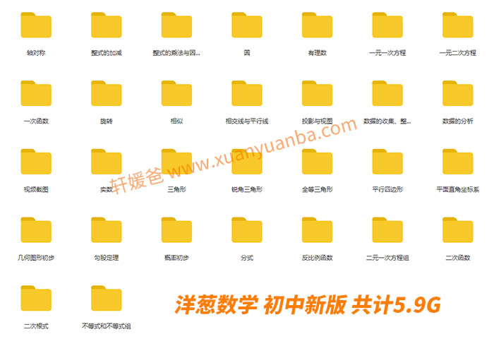 【数学】《洋葱数学》新版初中数学全套概念课解题课MP4视频 百度网盘下载