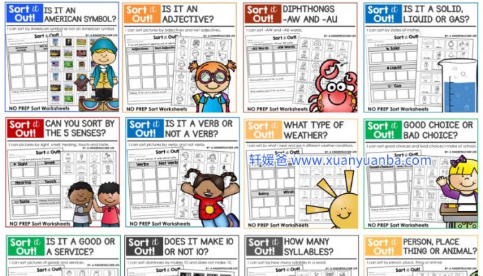 《Sort it out分类练习册365页》9套儿童英语启蒙必备高清 PDF格式 百度云网盘下载