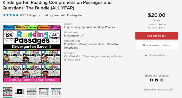 《Reading Comprehension Passages and Questions》TPT阅读理解和提问5册 百度云网盘下载