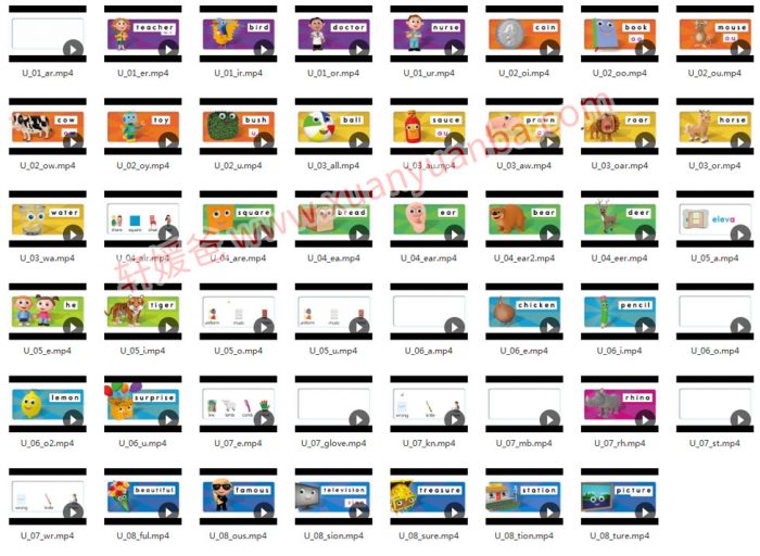 《172集超赞自然拼读发音学习视频》5个级别囊括自然拼读所有的发音规则 MP4视频 百度云网盘下载