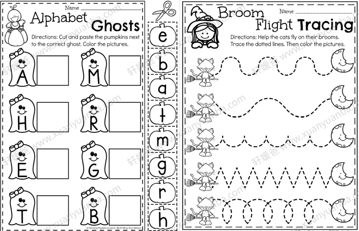 《Halloween Preschool》万圣节游戏素材练习册作业纸2册PDF 百度云网盘下载