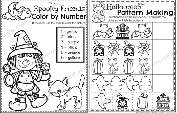 《Halloween Preschool》万圣节游戏素材练习册作业纸2册PDF 百度云网盘下载