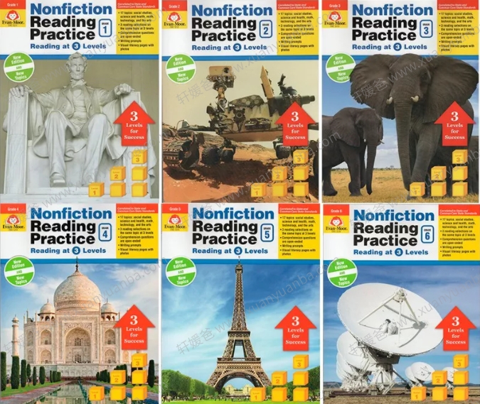 《Nonfiction Reading Practice G1-G6 练习册》加州非虚构阅读理解强化分级训练PDF 百度云网盘下载