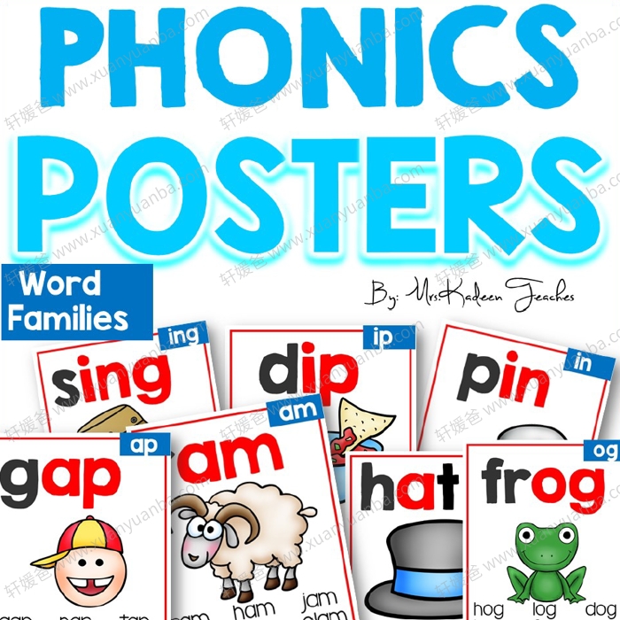 《Phonics Poster》自然拼读闪卡110+发音规则 PDF百度云网盘下载