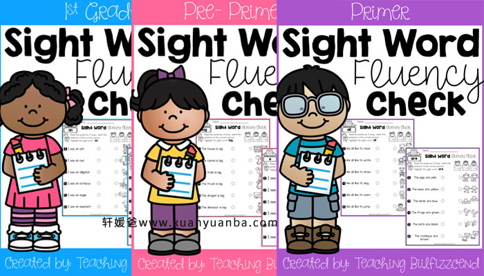 《Sight Word Fluency Check 》TPT视觉单词练习册3册 PDF 百度云网盘下载