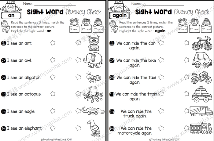 《Sight Word Fluency Check 》TPT视觉单词练习册3册 PDF 百度云网盘下载