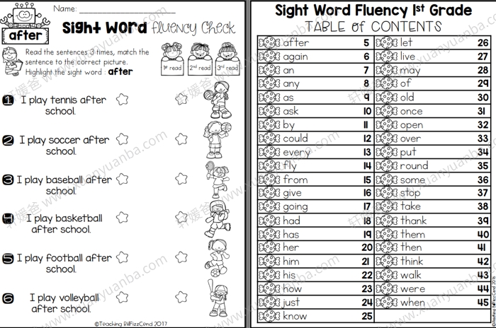 《Sight Word Fluency Check 》TPT视觉单词练习册3册 PDF 百度云网盘下载
