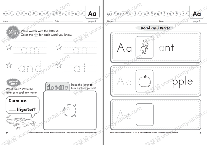 《Alphabet Ready to Go》美国小学生字母练习册129页 PDF格式百度云网盘下载