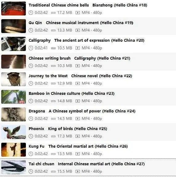 《中国文化英文讲解视频》100集全中英双语字幕 多个常见名词 附带文本 MP4视频 百度云网盘下载