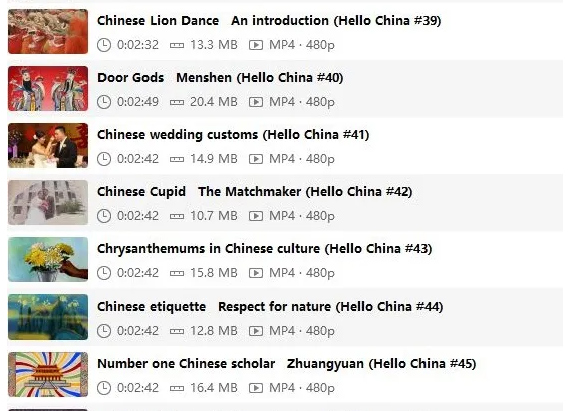 《中国文化英文讲解视频》100集全中英双语字幕 多个常见名词 附带文本 MP4视频 百度云网盘下载