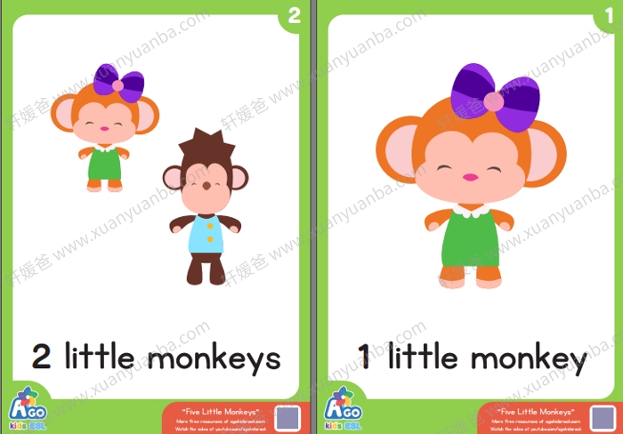 《Five Little Monkeys主题作业纸》卡通英文练习册PDF 百度云网盘下载