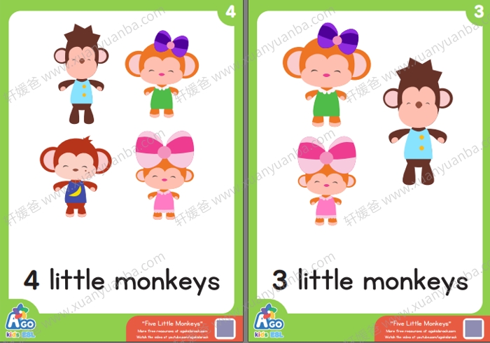 《Five Little Monkeys主题作业纸》卡通英文练习册PDF 百度云网盘下载