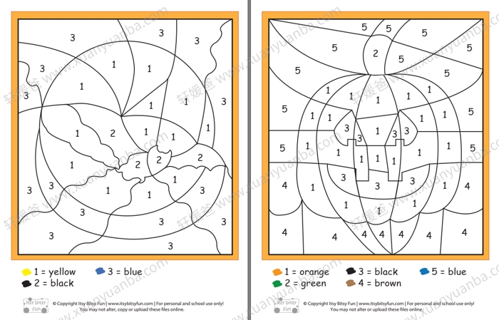 《万圣节数字涂色》数字启蒙早教练习4P PDF百度云网盘下载