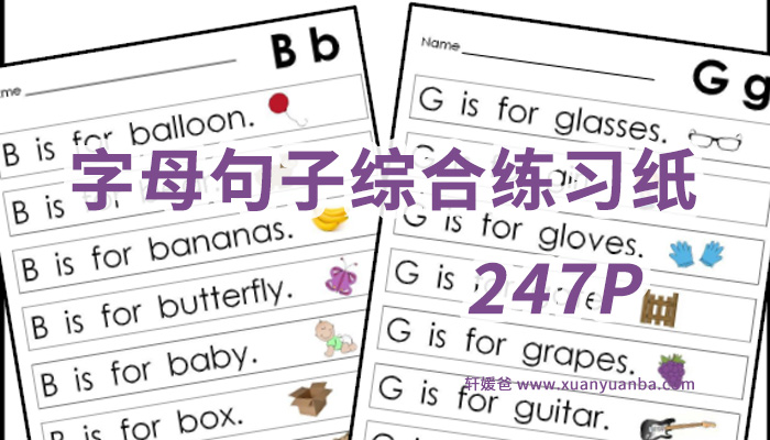 《Alphabet Sentences》TPT北美字母句子综合练习册PDF 百度云网盘下载