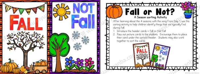 《Fall centers and circle time》秋天主题手工活动游戏练习册 PDF百度云网盘下载