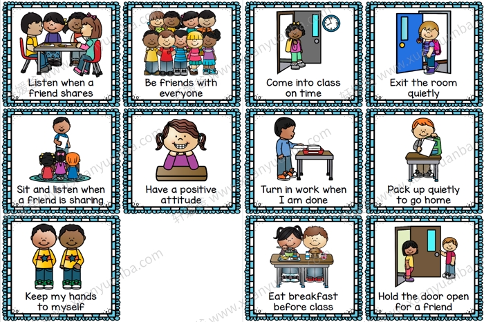 《120张幼儿园行为规则卡片》幼儿园装饰墙素材 PDF 百度云网盘下载