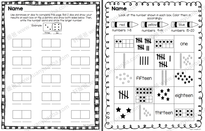 《Number Sense Activities》0-20英文数感游戏活动练习纸 PDF百度云网盘下载