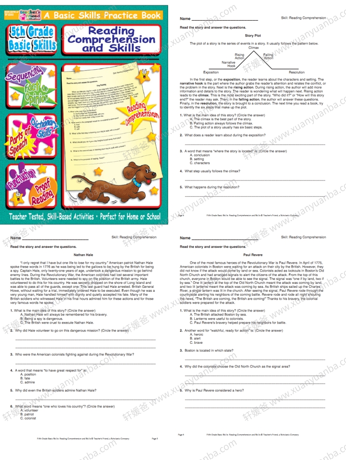 《Reading Comprehension and Reading Skills G1-G6》阅读理解练习册附带答案 PDF百度云网盘下载