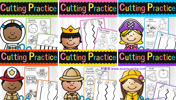 《Cutting Practice Bundle - 180 Themed Pages!》 1-6册幼儿剪纸练习 百度云网盘下载