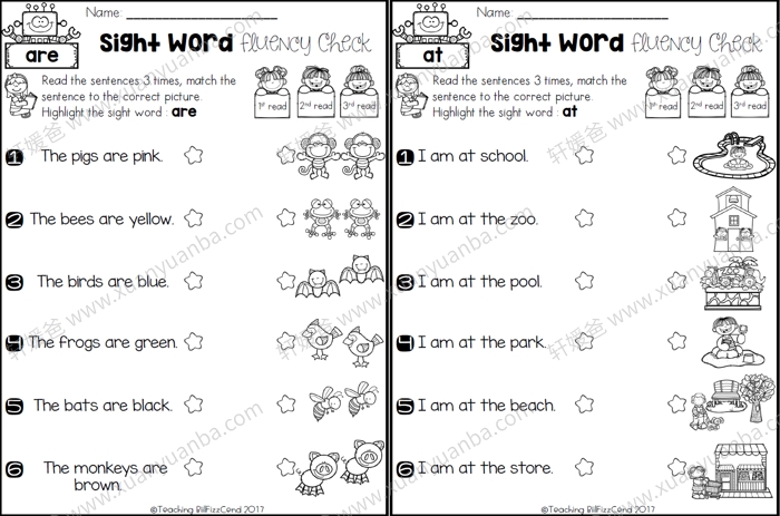 《Sight Word Fluency Check》高频词趣味连线练习册1-3册 PDF 百度云网盘下载