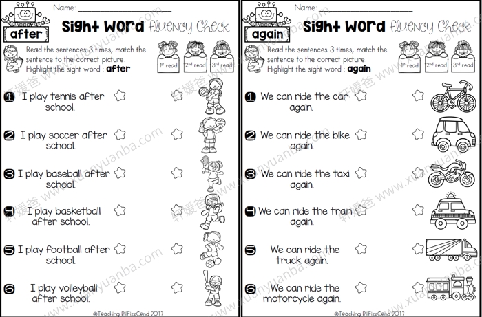 《Sight Word Fluency Check》高频词趣味连线练习册1-3册 PDF 百度云网盘下载