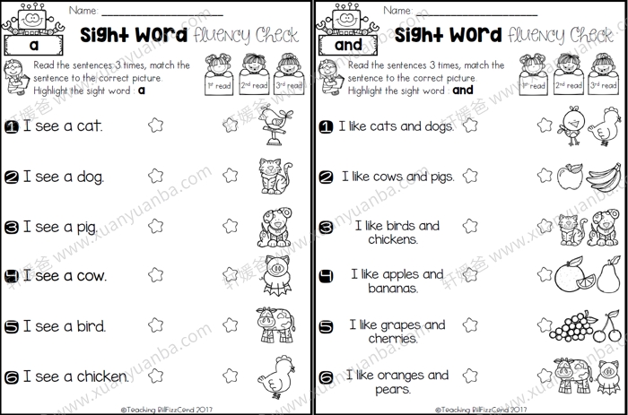 《Sight Word Fluency Check》高频词趣味连线练习册1-3册 PDF 百度云网盘下载
