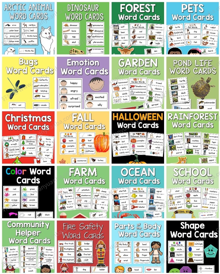 《多主题单词卡集合》30套英语闪卡 PDF格式 百度云网盘下载