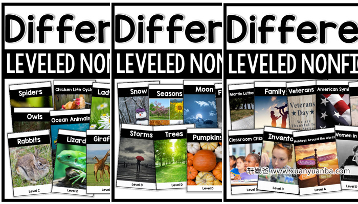 《Differentiated Leveled Nonfiction Readers》非小说类阅读理解练习册三册 PDF百度网盘下载