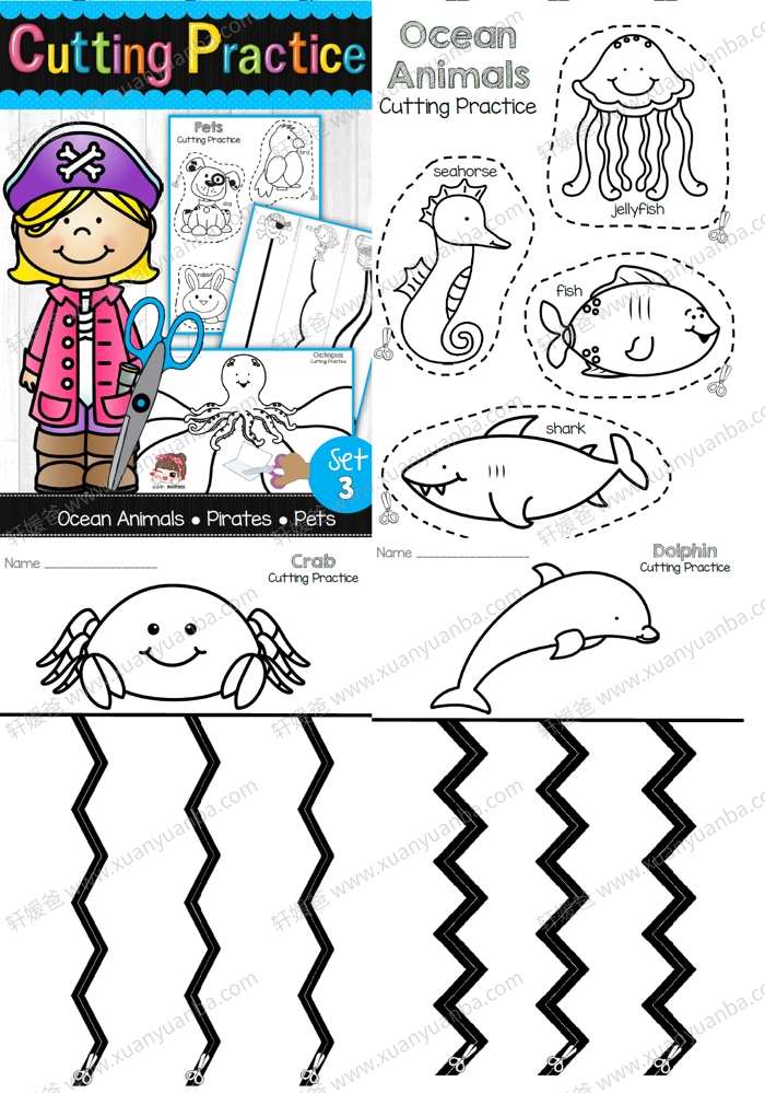 《Cutting Practice Bundle - 180 Themed Pages!》 1-6册幼儿剪纸练习 百度云网盘下载