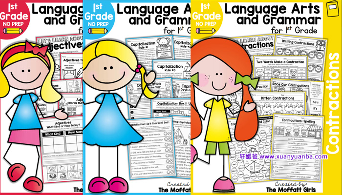 《1st Grade Language Arts and Grammar MEGA Bundle》1年级英语语言艺术和语法练习册22本 PDF百度云网盘下载