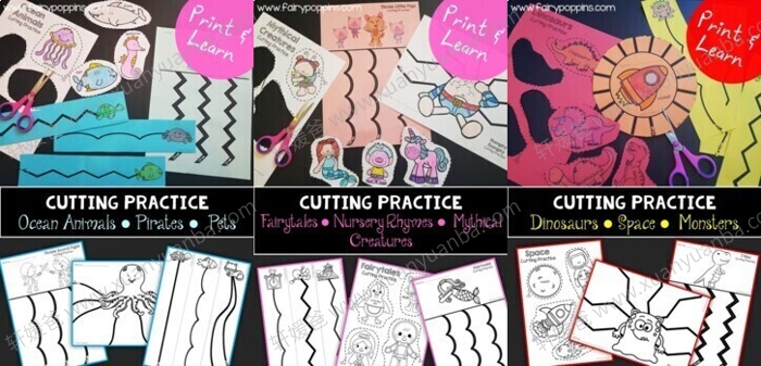 《Cutting Practice Bundle - 180 Themed Pages!》 1-6册幼儿剪纸练习 百度云网盘下载